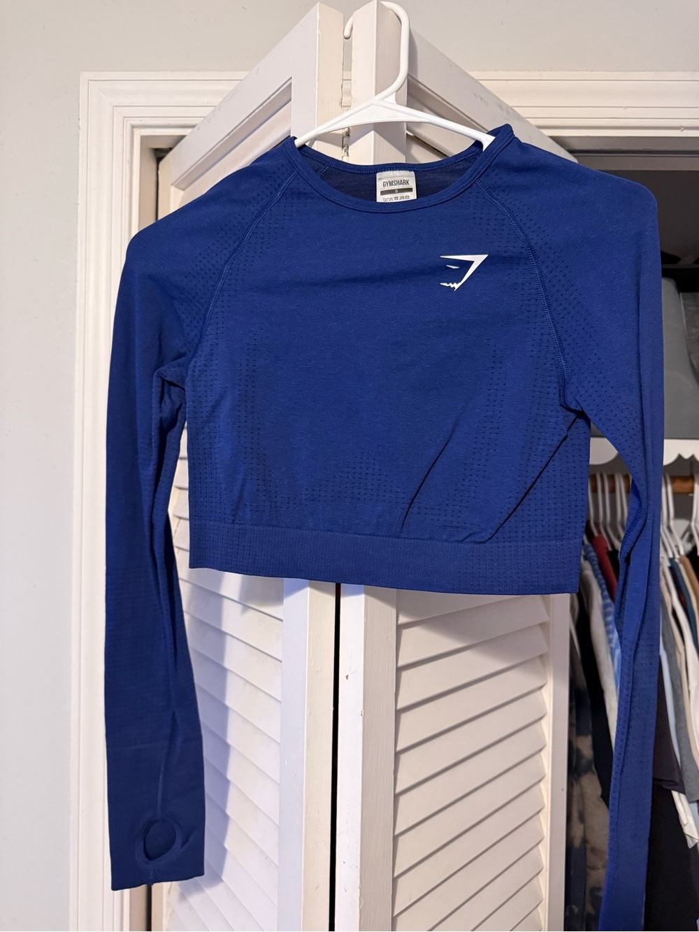 Gymshark Royal Blue Long-Sleeve Cropped Performance Top